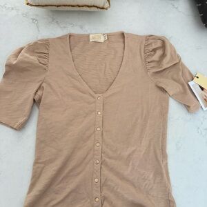 Nation LTD Beige Button-Down Top